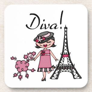 Dessous-de-verre Diva de cheveux noirs