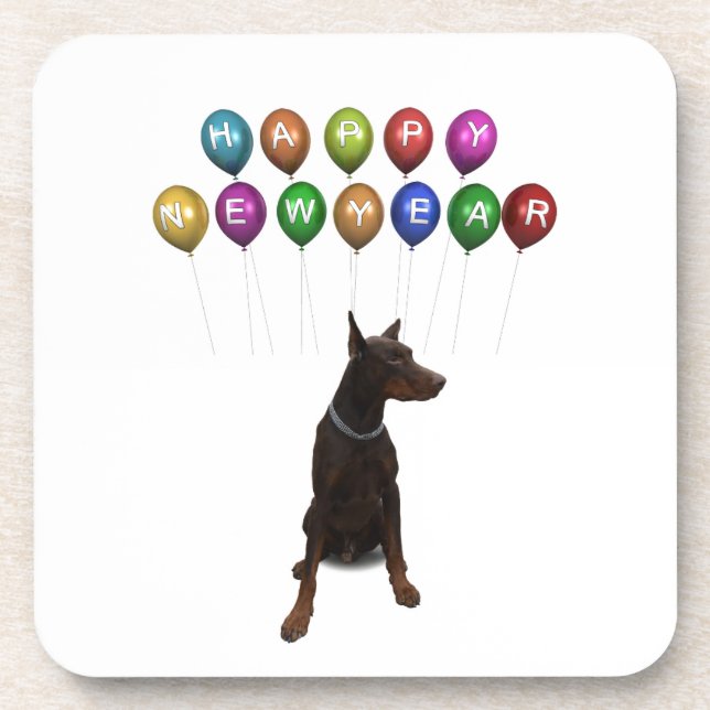 Dessous-de-verre Doberman Pinscher souhaite Bonne Année 2016 (Devant)