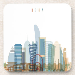Dessous-de-verre Doha, horizon de ville du Qatar  