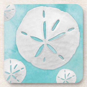 Dessous-de-verre Dollar de sable tropical Turquoise Aquarelle