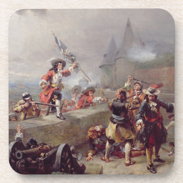 Dessous-de-verre Donnant l'assaut à les remparts (huile sur la (Devant)