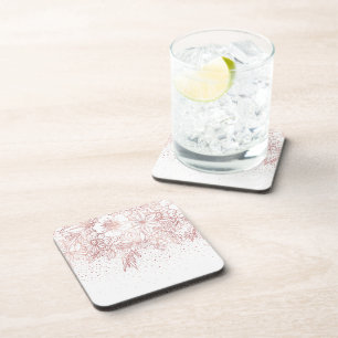 Dessous-de-verre Doodles et confettis floraux dessinés à la main