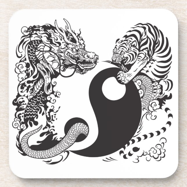 Dessous-de-verre dragon and tiger yin yang (Devant)