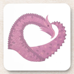 Dessous-de-verre Dragon cardiaque mauve sur blanc