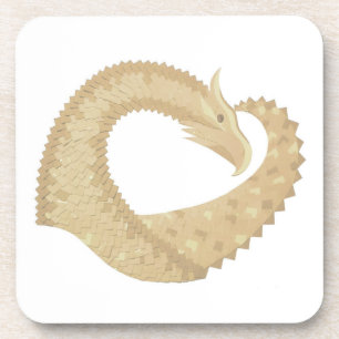 Dessous-de-verre Dragon de coeur de grès sur blanc