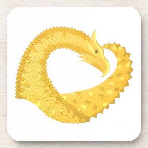 Dessous-de-verre Dragon de coeur jaune sur blanc