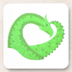 Dessous-de-verre Dragon de coeur vert citron blanc