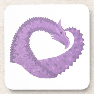 Dessous-de-verre Dragon de coeur violet de lavande blanc
