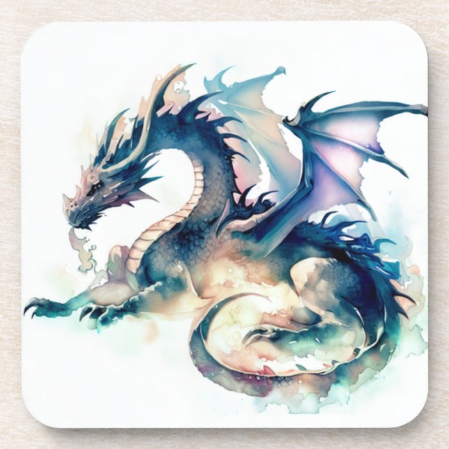 Dessous-de-verre Dragon en aquarelle (Devant)