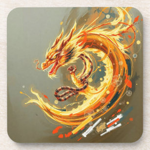 Dessous-de-verre Dragon Jaune Doré