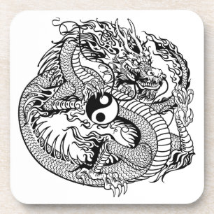 Dessous-de-verre dragon tenant yin yang