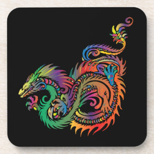 Dessous-de-verre Dragon tribal coloré