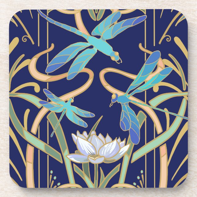 Dessous-de-verre Dragonflies Art Nouveau (Devant)