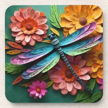 DRAGONFLY DE COULEUR BRILLANTE AVEC FLEURS