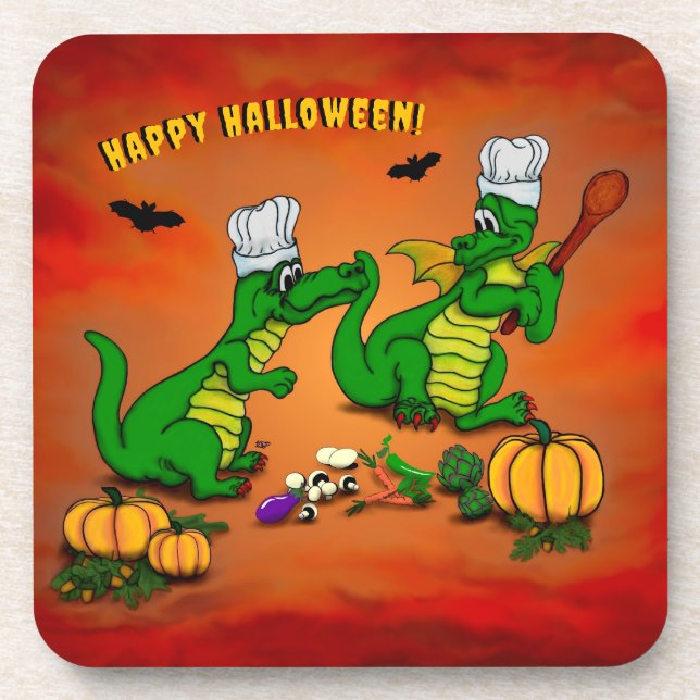 Dessous-de-verre Dragons - Joyeux Halloween ! Aujourd'hui je vais c (Devant)