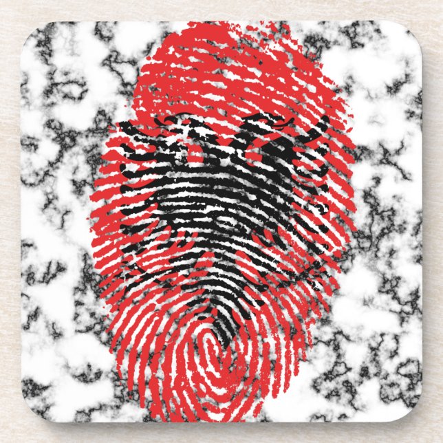 Dessous-de-verre Drapeau albanais d'empreinte digitale de contact (Devant)
