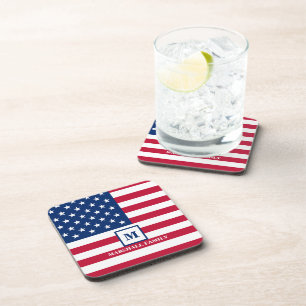 Dessous-de-verre Drapeau américain Customisé Monogramme 4 juillet
