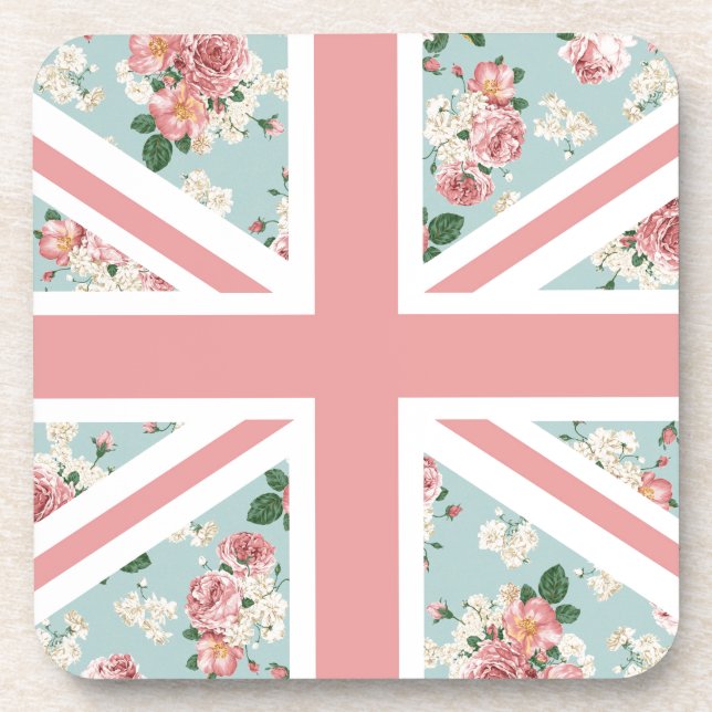 Dessous-de-verre Drapeau anglais d'Union Jack de roses (Devant)