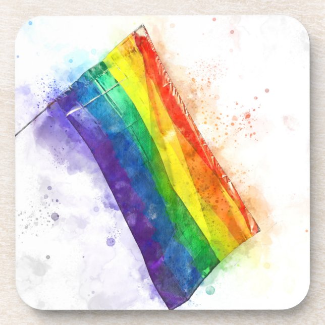 Dessous-de-verre Drapeau arc-en-ciel gris (Devant)