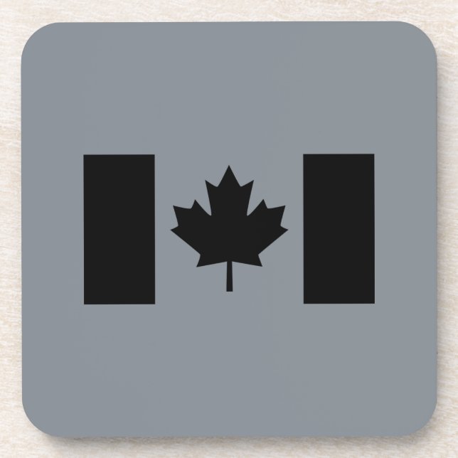 Dessous-de-verre Drapeau canadien en noir (Devant)