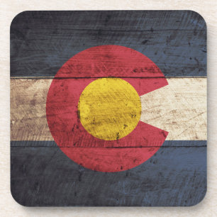 Dessous-de-verre Drapeau d'état du Colorado sur le vieux grain en