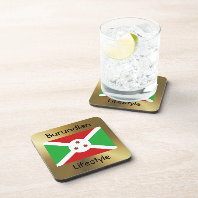 Dessous-de-verre Drapeau du Burundi+Dessous de verre texte (Côté Droit)