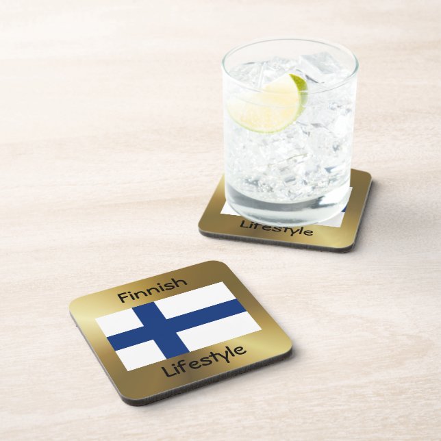 Dessous-de-verre Drapeau Finlande+Dessous de verre texte (Côté Droit)