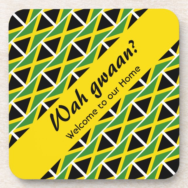 Dessous-de-verre Drapeau Fun WAH GWAAN Jamaïque (Devant)