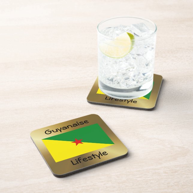 Dessous-de-verre Drapeau Guyane+Dessous de verre texte (Côté Droit)