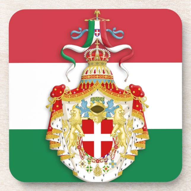 Dessous-de-verre Drapeau italien avec insigne du Royaume d'Italie (Devant)