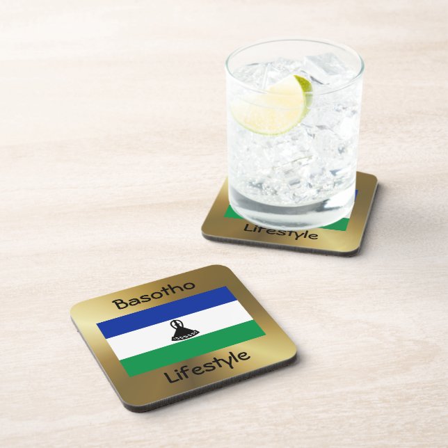 Dessous-de-verre Drapeau Lesotho+Dessous de verre texte (Côté Droit)