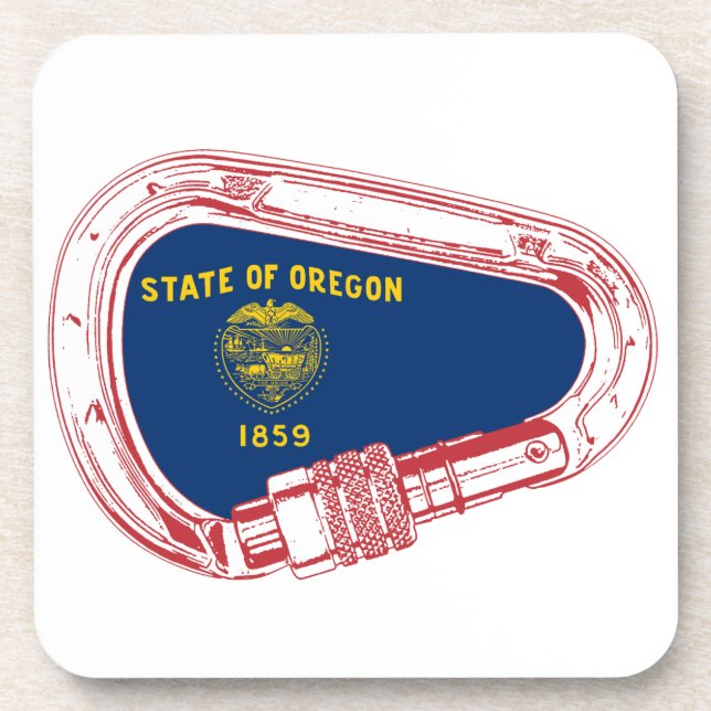 Dessous-de-verre Drapeau Oregon Escalade carabiner (Devant)