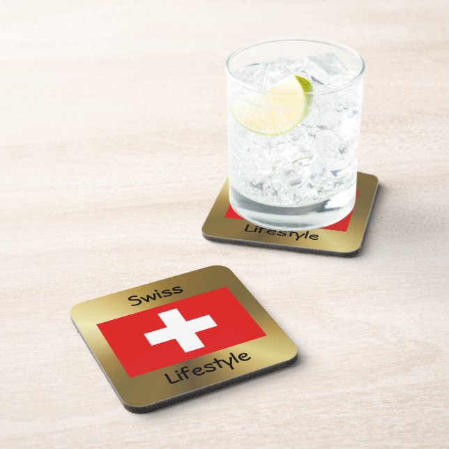 Dessous-de-verre Drapeau Suisse+Dessous de verre texte (Côté Droit)
