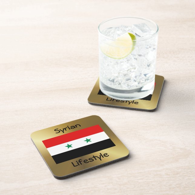 Dessous-de-verre Drapeau Syrie+Dessous de verre texte (Côté Droit)