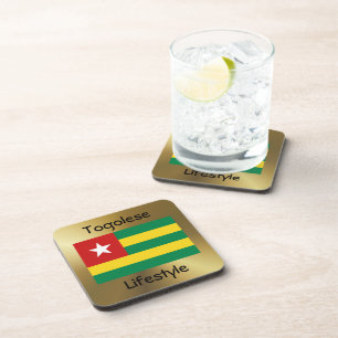 Dessous-de-verre Drapeau Togo+Dessous de verre texte