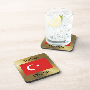Dessous-de-verre Drapeau Turquie+Dessous de verre texte