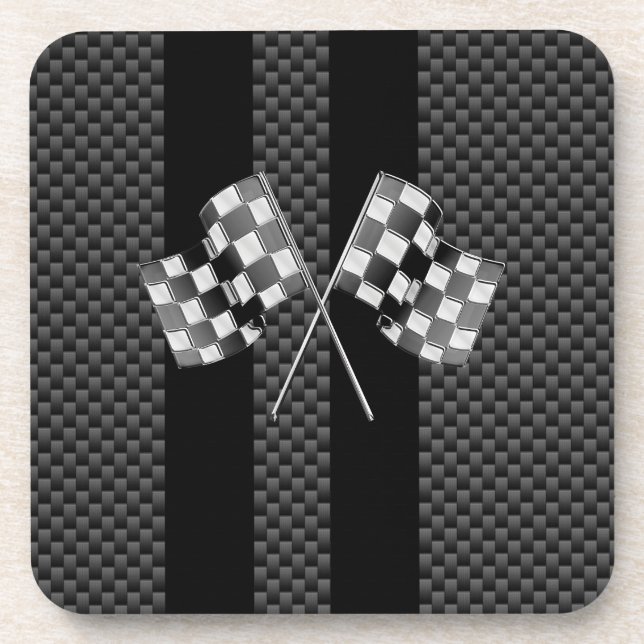 Dessous-de-verre Drapeaux de course sur bandes noires Style fibre d (Devant)