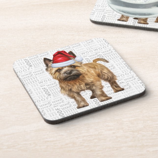 Dessous-de-verre Drôle Cairn Terrier Chien Woof Word Art Holiday (Côté gauche)