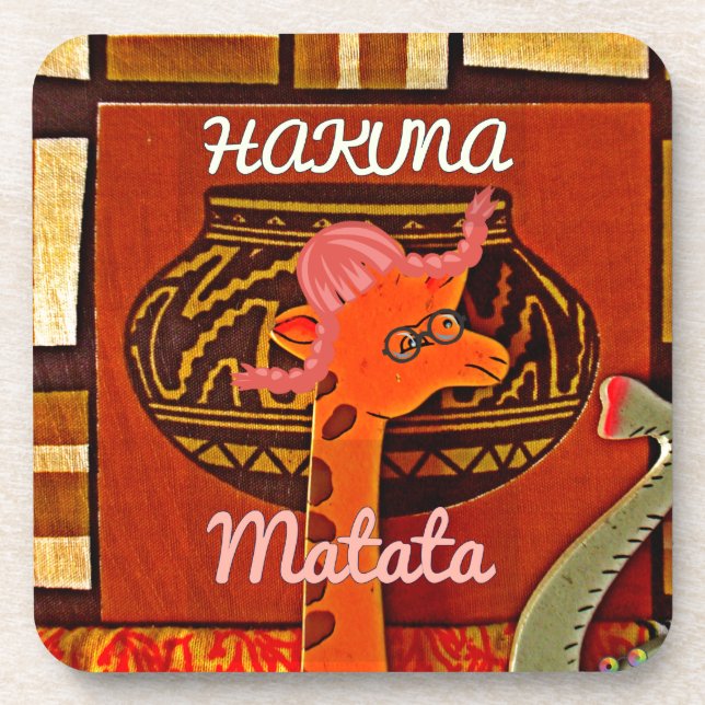 Dessous-de-verre Drôle Giraffe avec texte cool Hakuna Matata (Devant)