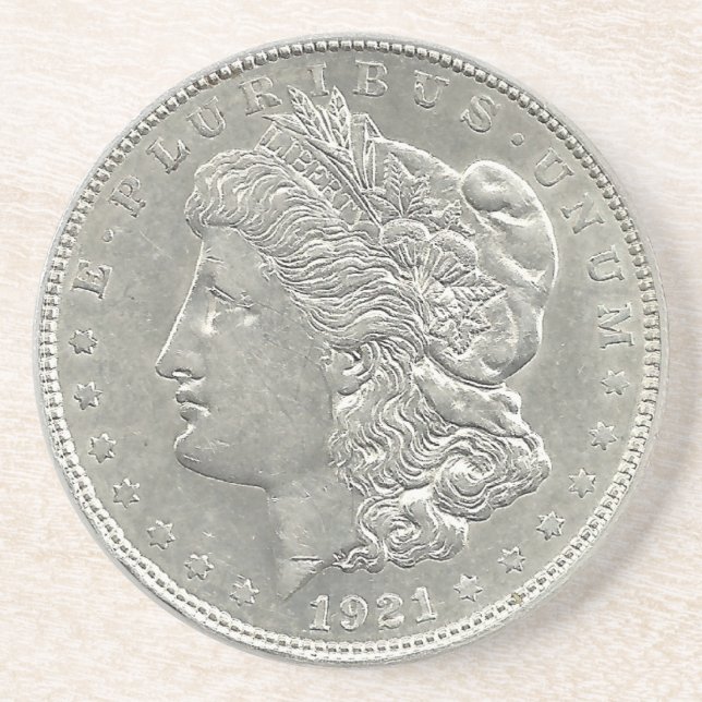Dessous de verre du dollar argenté Morgan 1921 (Devant)