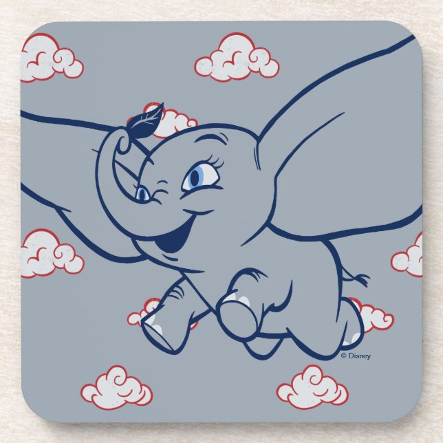 Dessous-de-verre Dumbo | Cartoon Dumbo Volant Avec Plumes (Devant)