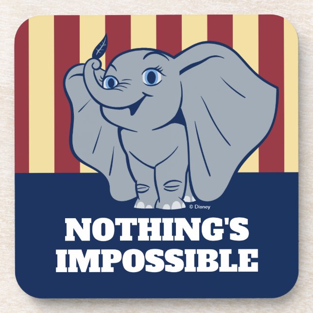 Dessous-de-verre Dumbo | Doublon de dessin animé tenant la plume (Devant)