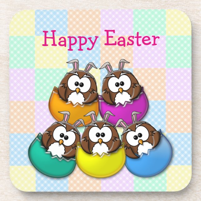 Dessous-de-verre Easter owl - rainbow (Devant)