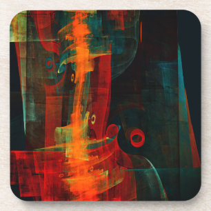 Dessous-de-verre Eau Orange Rouge Bleu moderne Art Abstrait Motif