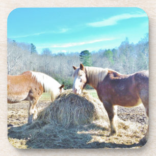 Dessous-de-verre Ébauche secourue Chevaux mangeant foin