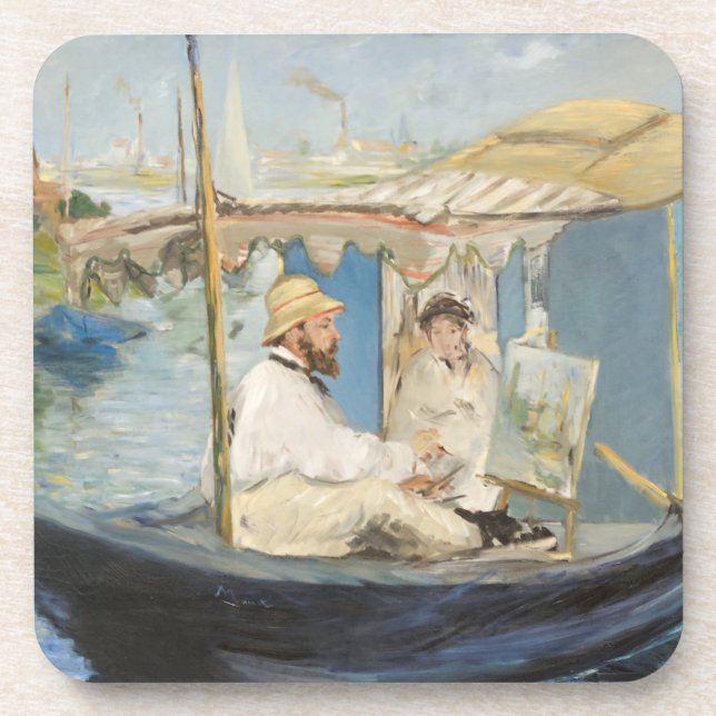 Dessous-de-verre Edouard Manet - Monet Peinture sur son Studio Boat (Devant)
