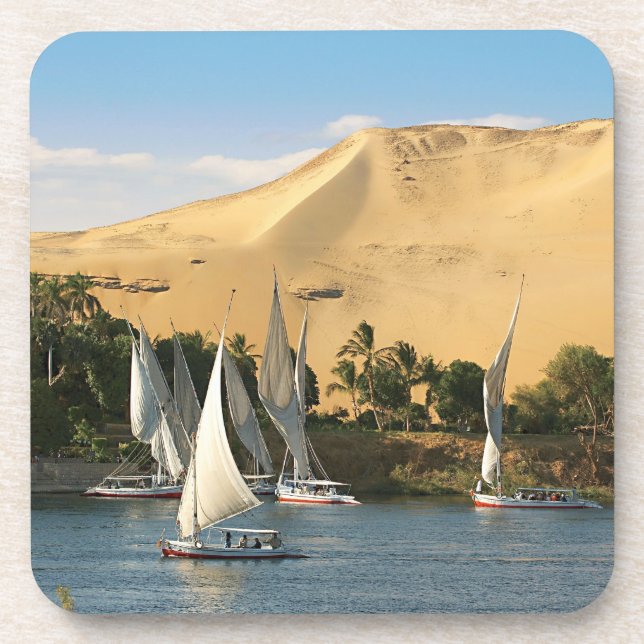 Dessous-de-verre Egypte, Assouan, Nil River, voiliers Felucca, 2 (Devant)