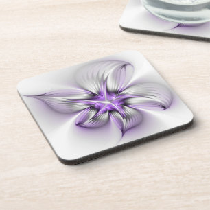 Dessous-de-verre Élégance florale Art Abstrait Violet Fractal moder