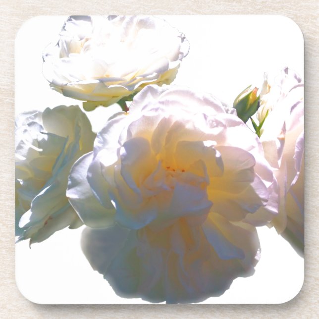 Dessous-de-verre Elégant blanc pêche orange roses (Devant)