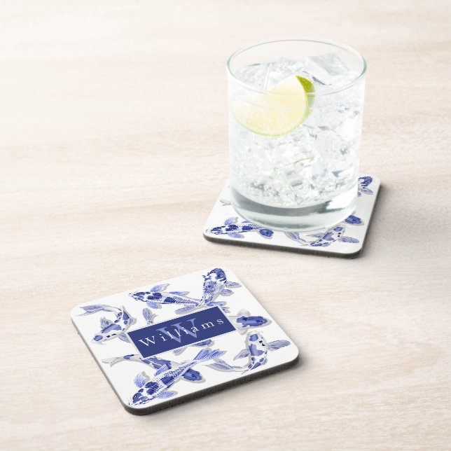 Dessous-de-verre Elegant Blue And White Koi Fish (Côté Droit)
